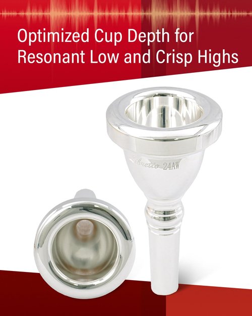 Libretto 24AW Tuba Mouthpiece, 2μm Silver Plated Tuba Mouthpiece w/Vacuum Packing, Designed for Beginners, Students, Intermediate Players