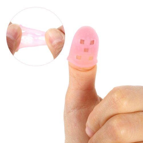Yuanchu 30 Pcs Rubber Finger Tips, Fingertip Protector Caps Anti-Slip Fingertips Protector Pads Breathable Silicone Fingers Tips Guard for Paper Turning Hand Sewing Money Counting Guitar Playing