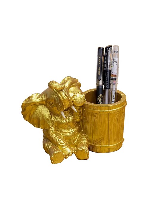sleeri Cute Resin Elephant Pen Pencil Holder Desk Organizer - Desktop Pen Pencil Brush Holder Container Storage Organizer, Creative Elephant Home Decoration Desk Ornaments for School Office