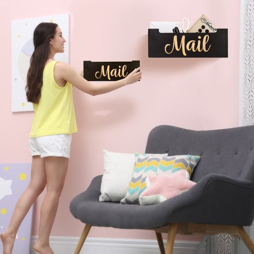 Mail Organizer Mail Holder Countertop, Rustic Wooden Mail Basket Mail Tray Letter Holder Box for Desk Home Office Wall Mount