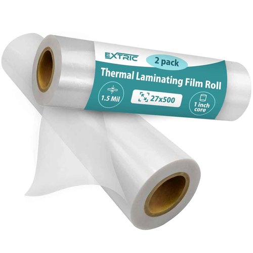 Laminating Film - 2 Pack Glossy Thermal Laminating Roll Easy-Load, 27x500 Inch Laminate Roll - 1" Core, 1.5 Mil