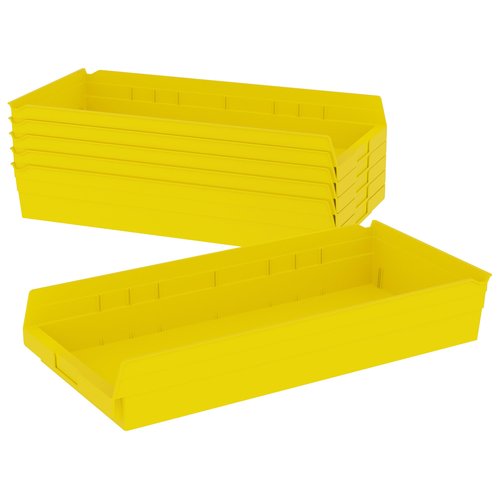 Akro-Mils 30174 Plastic Nesting Shelf Bin Box, (24-Inch x 11-Inch x 4-Inch), Yellow, (6-Pack)