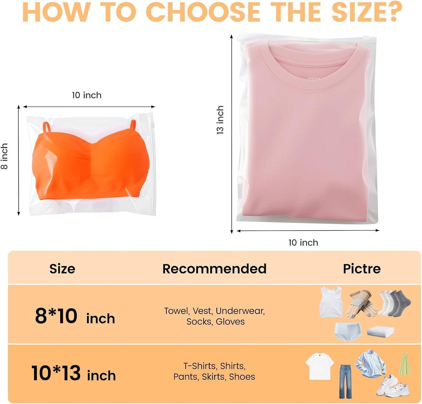 Swimsuit Organizer Bags - 50 Pack Clear Waterproof Zipper Storage Bags for Travel | 8x10 Inch
