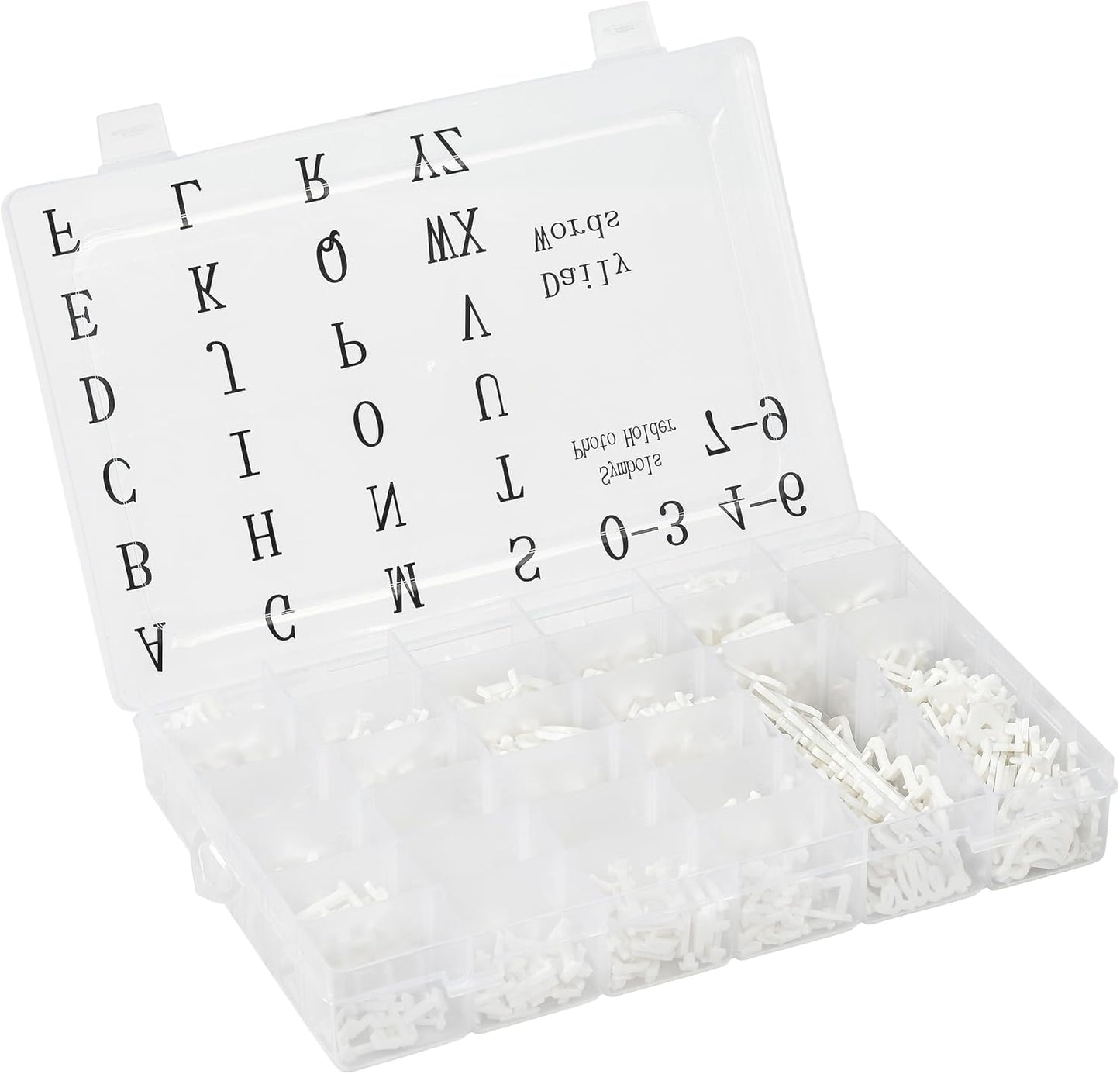 Skiennix Pre-Cut Letters for Felt Letter Board - 736 Pieces with Cursive Characters & Sorting Tray (White)