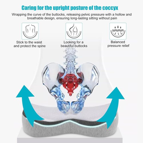 Karmadrenix Coccyx Seat Cushion, Sciatica Pain Relief Tailbone Cushion for Office Chair, Car Seat, and Home Seat, Office Chair Cushions for Back and Butt