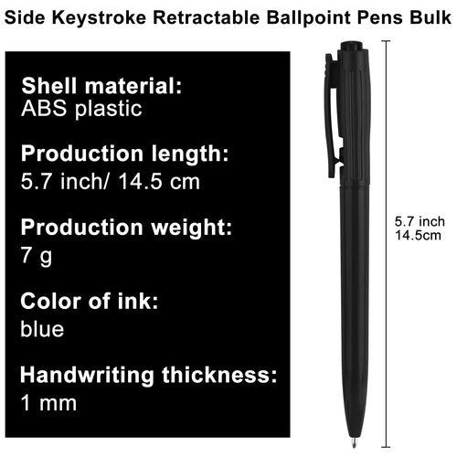 Zuazaor 300 Pieces Pens Bulk Wholesale Cheap Retractable Ballpoint Pens 0.7mm Blue Ink Writing Server Pens for Office School Restaurant (Black)
