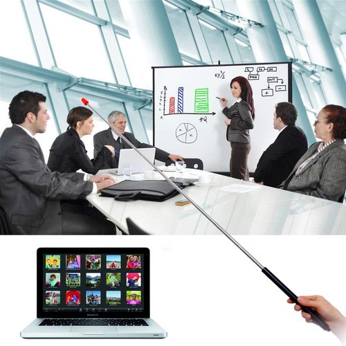 Telescopic Teachers Pointer,Teaching Pointer Stick for Classroom,Metal Hand Retractable Pointer Extended Length 47 Inch, Handheld Presenter Whiteboard Pointer (Black)