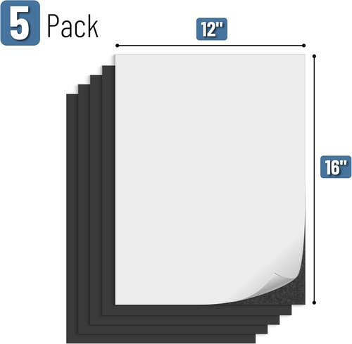 Mr. Pen Magnetic Sheets - Adhesive Backing for Easy Use | 12" x 16" | 5 Pack Flexible Magnet Paper