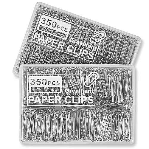 700 PCS Paper Clips, Small Paper Clips for Paperwork, 2 Boxes of 350 PCS Each, Sturdy and Upgraded Plastic Boxes Well Packed, Easy to Use in Office, School and Home