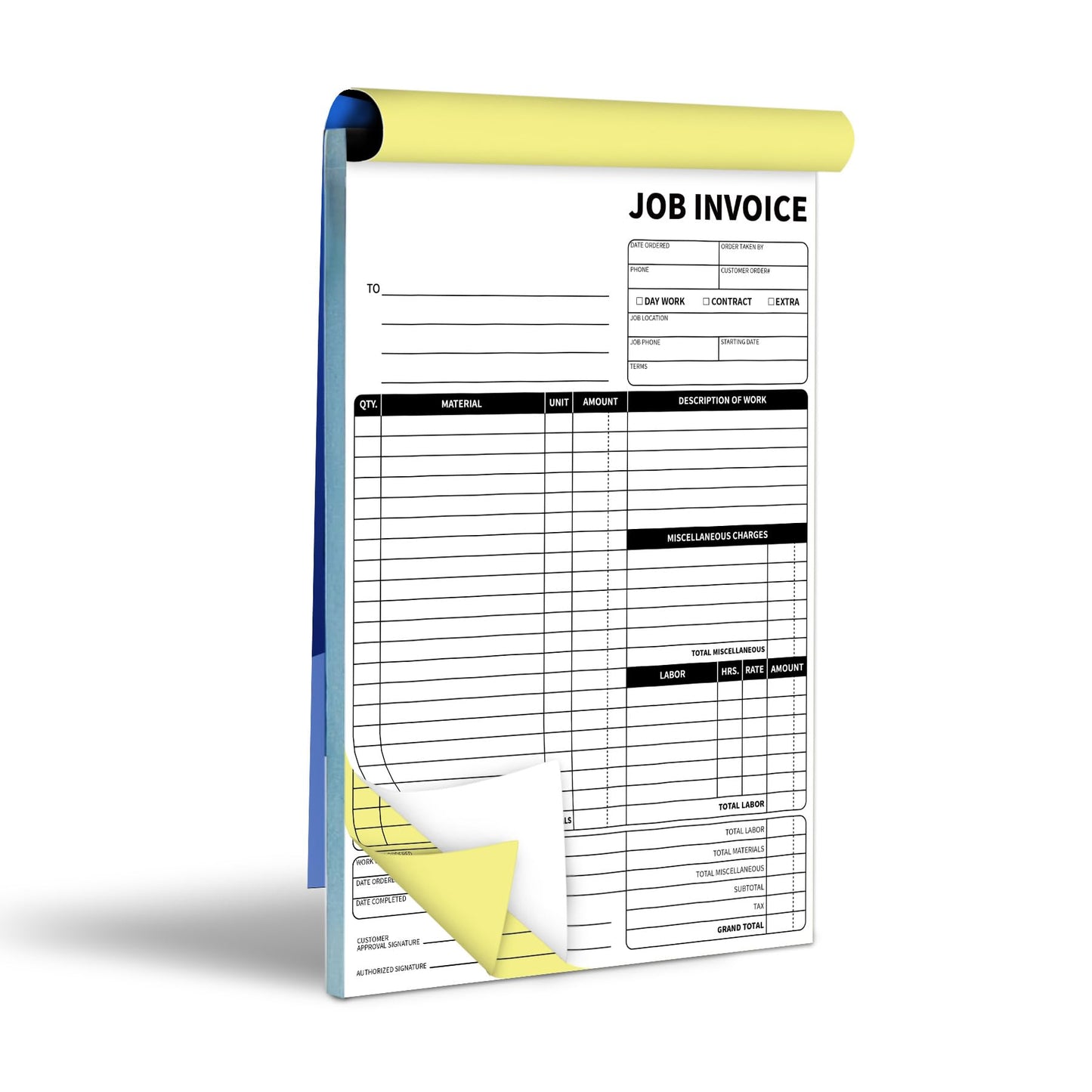 IMXYO Carbonless Work Order Forms,7.5 x 11 inches Invoices for Small Business,Sales Order Book with Backing Board, 2-Part Receipt with Carbon Copy, 50 Sets