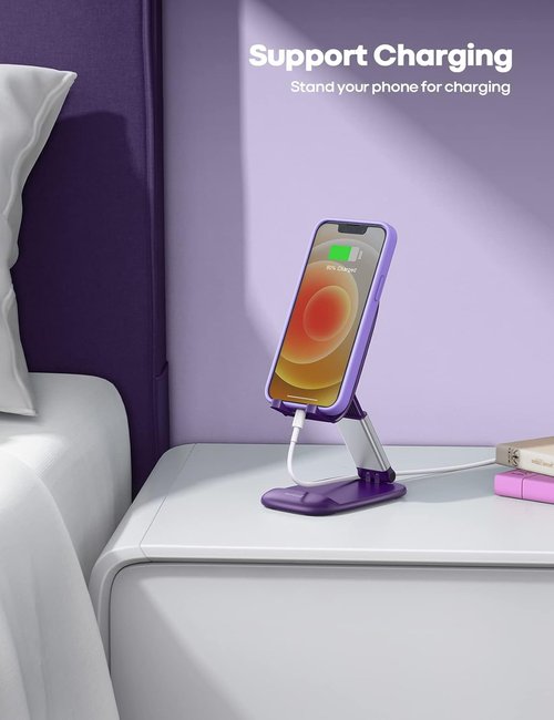 Lamicall Purple Phone Holder - Stylish Dark Purple Cellphone Stand for iPhone & Smartphones 4-8''