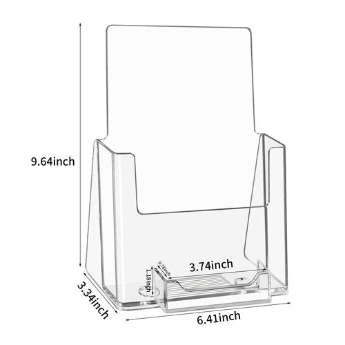 zavekia Acrylic Brochure Holder With business card holder, 6 x 9 inches Clear Acrylic Literature Holder Plastic Flyer Display Stand