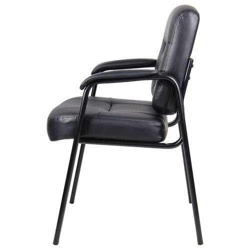 Oakestry Executive Guest Chair Black Mid Back Leatherplus Upholstered Office Chair Cushioned Seat Armrests Durable Frame Reception Conference Room Waiting Area Home Office Stylish Comfortable Seating