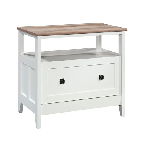 Sauder August Hill File Cabinet 1-Drawer with Open Shelf, Legal Size Filing Cabinet - Soft White Finish