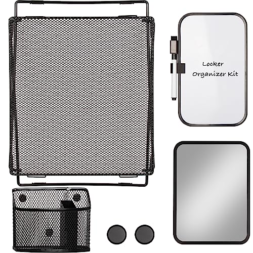 Svartur Black Locker Organizer Kit with Shelf, Mirror, Whiteboard & Pen Holder