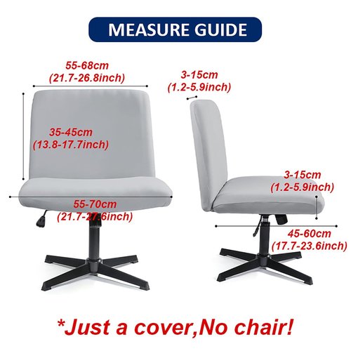 WYLEBER Stretch Armless Chair Covers,Swivel Criss Cross Chair Covers Slipcovers,Mid Back Wide Seat Office Desk Accent Chair Cover for Offices,Bedrooms,Dressers(White)