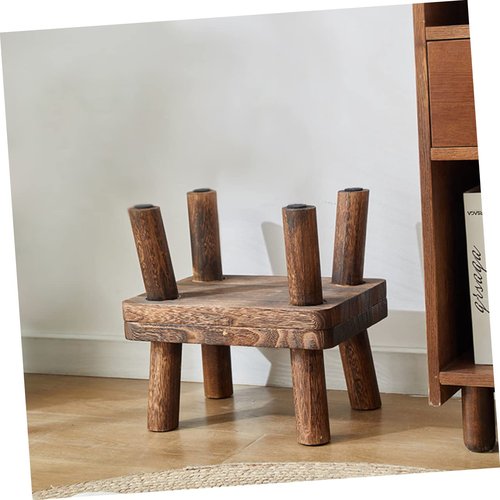 Cabilock Wooden Step Stool Rectangle Small Foot Stool for Kitchen Bathroom Bedroom