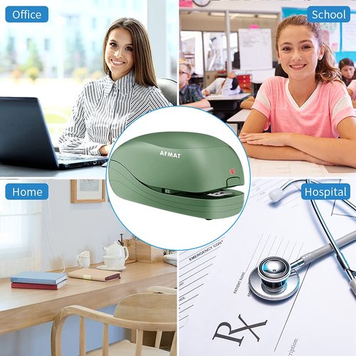 Electric Stapler for Desk, Automatic Stapler Desktop, Office Staplers Electric, AC or Battery Powered Staplers Heavy Duty Office Use, with Reload Reminder & Release Button, 25 Sheets Capacity, Green