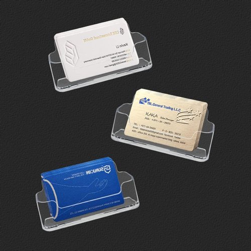 HSYMQ Acrylic Business Card Holder - 8 Pack Clear Plastic Display Stand | Fits 30-50 Cards