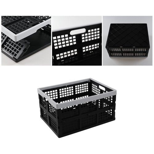 Wekioger 35 L Plastic Collapsible Storage Crates Set of 2, Stackable Folding Milk Crates