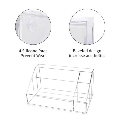 YestBuy Acrylic Desk Organizer, Clear Desk Paper Tray Organizer with Sorter, Vanity Makeup Organizer, Clear Cosmetic eyeshadow palette Holder Perfect for Home and Office