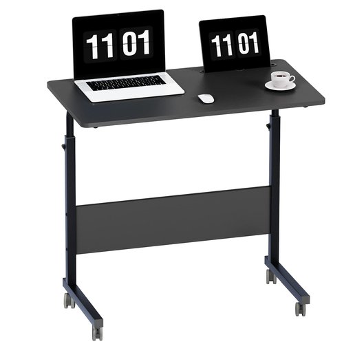 SogesPower 31.5 inches Mobile Laptop Desk with Slot Adjustable Side Table Computer Stand for Bed Sofa, Black