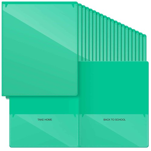 Henoyso 100 Pcs Folders Take Home Heavy Duty 2 Pocket Homework Folder for Students Parent Teacher Communication, 11.8 x 9.45 Inch(Green)