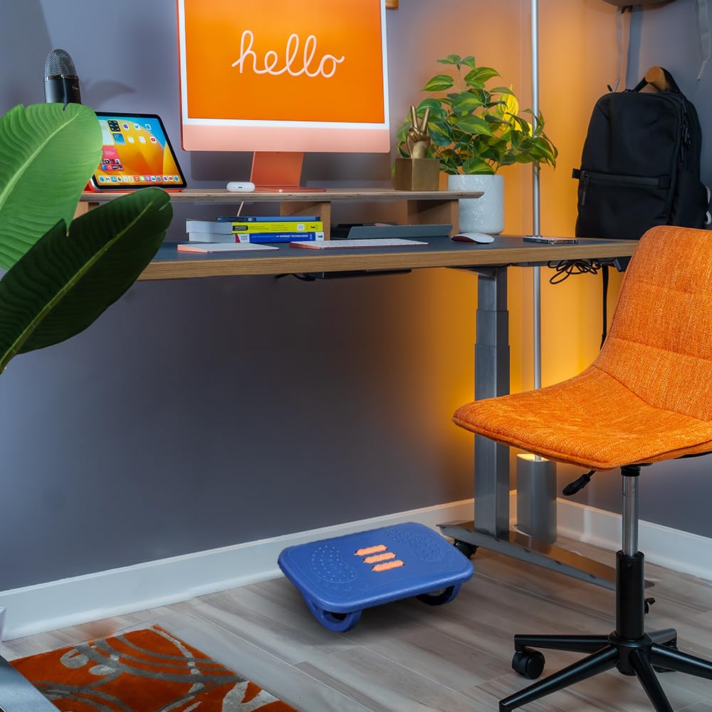 Desk Foot Pedal Desk Under Rocking Foot Pedal is Suitable for Home, Office, car, Plane, Long-Distance Travel Essentials to Relieve Joint Stiffness and Swelling (Blue)