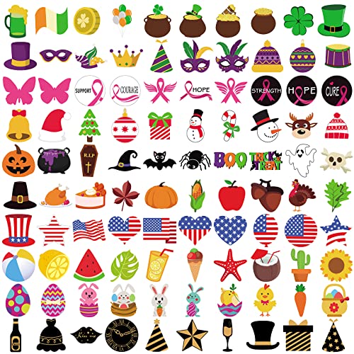 Oudain 100 Pcs Seasonal Letter Board Accessories Icons for Felt Bulletin Hawaii Independence Day Board Decoration Letterboard Accessories Holiday Small Icon Pieces Changeable with Adhesive