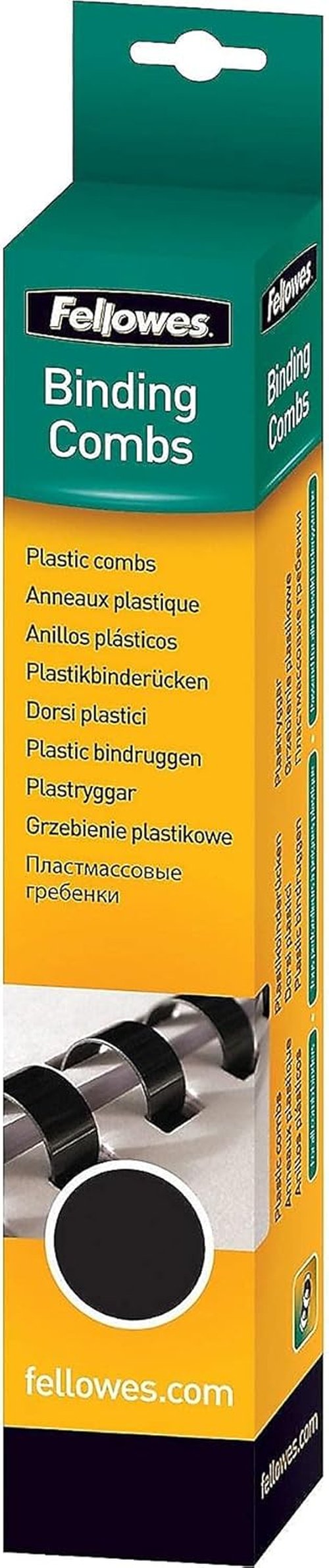 Fellowes Plastic Binding Comb - 3/8" Black | 100 Pack for Professional Document Binding