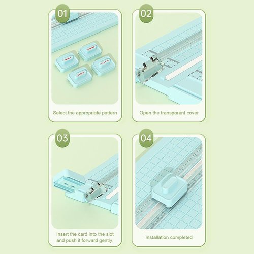 4-in-1 Bidirectional Paper Cutter, Portable Paper Photo Trimme, Paper Cutter for Craft with Straight Line, Dotted Line, Wavy, Crease Blade Head, Multi-Function Scrapbooking Tool for Craft Projects