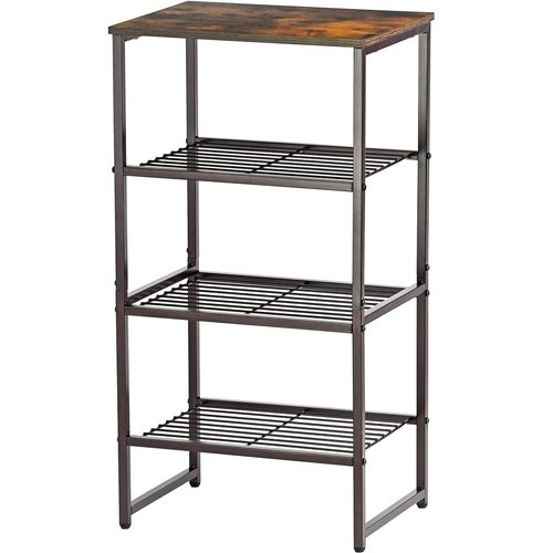 GEORIS Industrial Printer Stand with 4 Tier Shelves, Wood Home Printer Table, Heavy Duty 3D Printer Shelf for Scanner Fax Home Office, Bronze