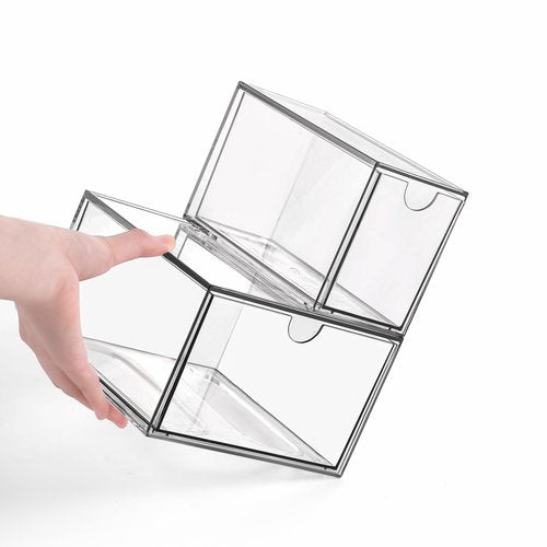 WUHUME Stackable Storage, Clear Plastic Drawer Storage With 10 Drawers, 4 Different Sizes, Suitable For Desktop, Candy boxesunnels, Cosmetics, Stationery, Jewelry and Organization