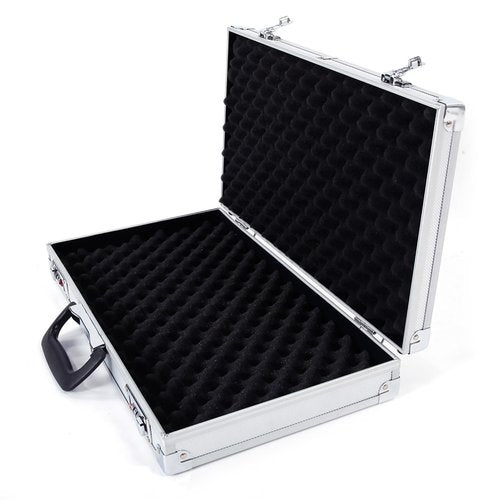 Portable Password Storage Case, Aluminum Alloy Briefcase with Password Lock and Handle, Multifunctional Metal Hard Case, Protective Outdoor Storage Toolbox for Business Home Travel, Silver