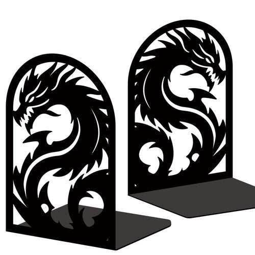 INFUNLY 1 Pair Metal Book Ends for Shelves Loong Non-Skid Bookshelf Holder Stand Black Book Stopper Support for Desktop 7.1x4.7x3.5 for Home Office Library School Kitchen Decor