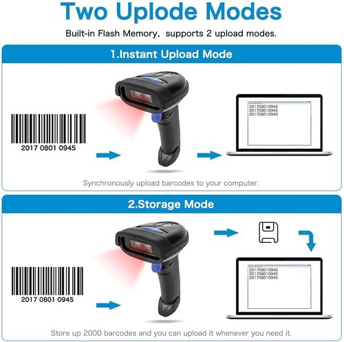 NETUM Bluetooth Barcode Scanner, Compatible with 2.4G Wireless & Bluetooth Function & Wired Connection, Connect Smart Phone, Tablet, PC, CCD Bar Code Reader Work with Windows, Mac,Android (NT-1228BC)