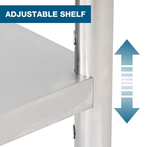 Stainless Steel Table for Prep & Work with Adjustable Undershelf, 24"x24" Heavy Duty Table for Commercial Kitchen, Outdoor, Restaurant, Hotel & Garage