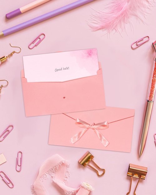 EORTA 10 Pieces Pink Envelopes with Bow Tie Closure, Paper Greeting Card Holders for Invitations Mail Postcard Bills Wedding Party Favors Business Cards, 8.66 x 4.33 Inches