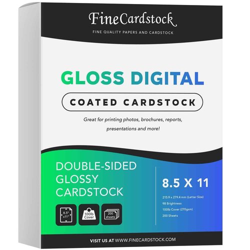 Double-Sided Heavyweight Gloss Digital C2S Cardstock – Perfect for Color Laser Printing, Flyers, Brochures, Photos | 8.5" x 11" | 100lb Cover | Acid Free, Glossy Coated on Both Sides | 200 Sheets