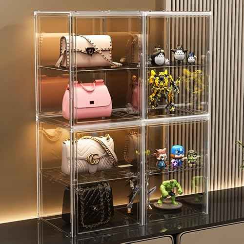 Extra Large 17.7"X13"X13" Clear Acrylic Organizer Box Display Case, Plastic Holder with Magnetic Door for Figures, Books, Handbags, Purses, Boots(1 Pack)