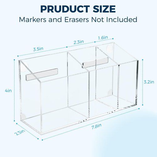 Banafich Strong Magnetic Pen Holder for Refrigerator, Whiteboard Dry Erase Marker Holder for Fridge, Magnet Acrylic Pen Holder with 3 Compartments, Magnetic Cup for School, Classroom, Locker Organizer
