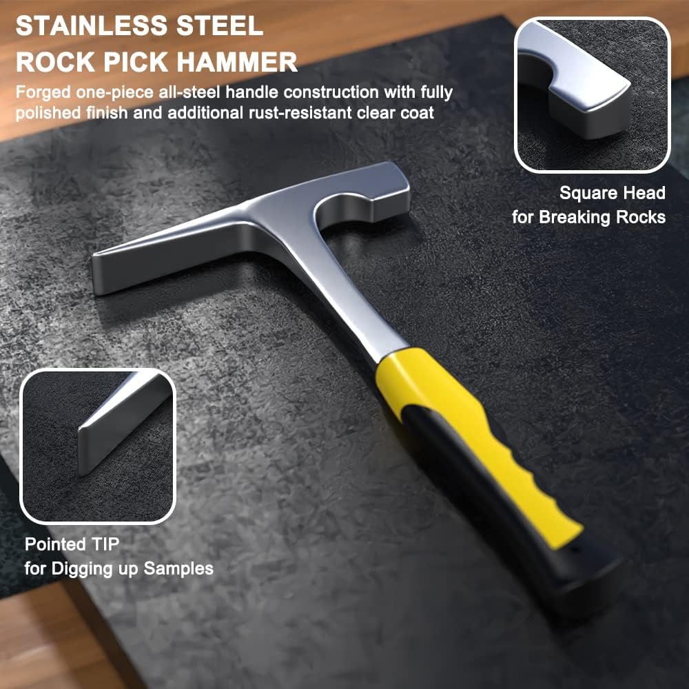 Skiennix Geology Rock Pick Hammer Kit - 32oz Hammer, Chisels & Jeweler's Loupe | Ideal for Rock Hounding & Prospecting