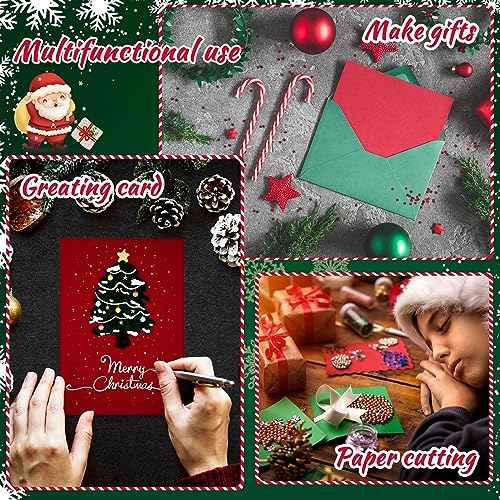 Tenceur 300 Sheets Christmas Construction Paper - Red and Green Cardstock, 8.5'' x 11'' White Cardstock, 160 GSM Thick Printable Card Stock for Scrapbook Crafts