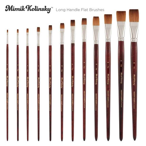 Creative Mark Mimik Kolinsky Watercolor Brush - # 20 Flat - Long Handle Synthetic Paint Brush - Handmade in Germany - Synthetic Sable Paint Brushes for Professional Artists - Animal-Friendly