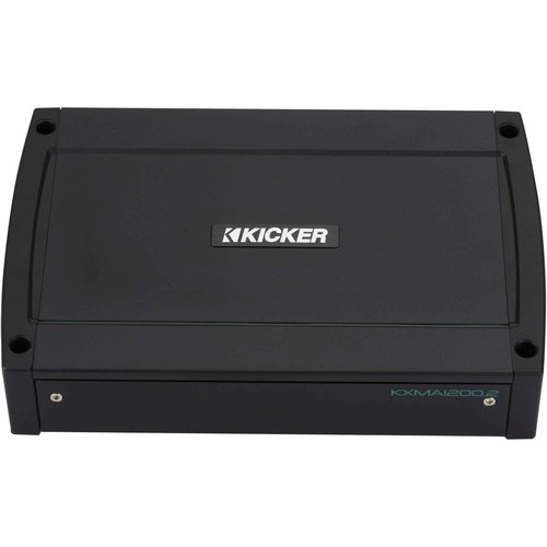 KICKER 44KMTC9 9" Black Horn-Loaded Tower Speakers & 1200 Watt Marine Amp with Tube-clamp mounting