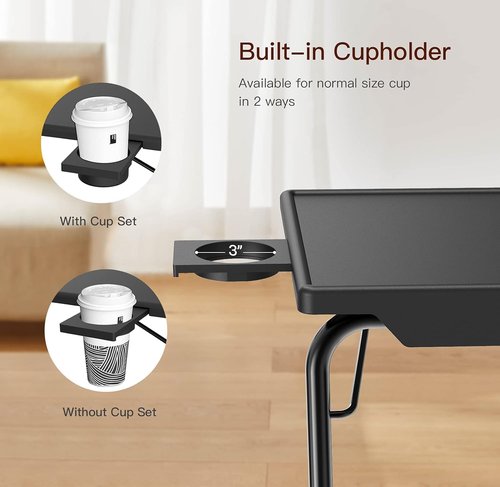 HUANUO Adjustable TV Tray Table - Versatile Folding Dinner Tray with 6 Height & 3 Tilt Options | Black