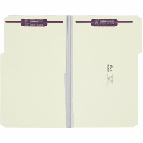 Smead Pressboard File Folder with SafeSHIELD® Fasteners, 2 Fasteners, 1/3-Cut Tab, 2" Expansion, Legal Size, Gray/Green, 25 per Box (19934)