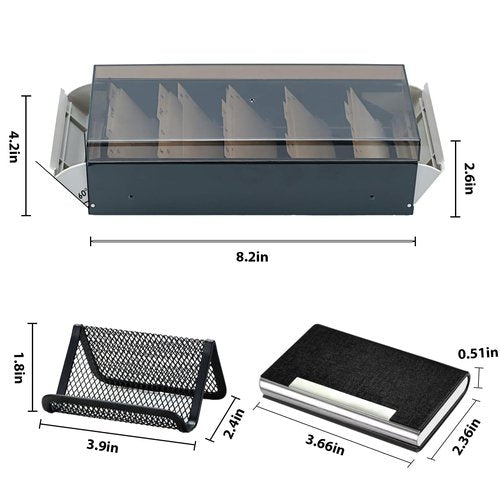 Daphilly Business Card Holder for Desk, Business Card Holder Organizer, Credit Card Organizer Case File Index Card Box Storage,with A-Z Tabs, Storage up to 600 Cards, Metal Structure (medium)
