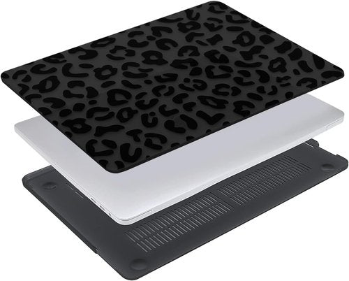 MOSISO MacBook Pro 13-Inch Case - Leopard Grain Hard Shell with Keyboard Cover & Screen Protector | Black
