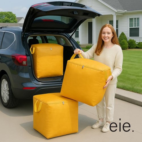 eie. 64gal Extra Large Heavy Duty Large Durable Heavy-Duty Sturdy Strong Clothes Blacket Moving Bag Tote Boxes (Pack of 2), 64gal, Orange